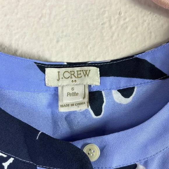 J. Crew Periwinkle Floral Blouse sleeveless Tank Top size 6 Petite - Picture 4 of 10